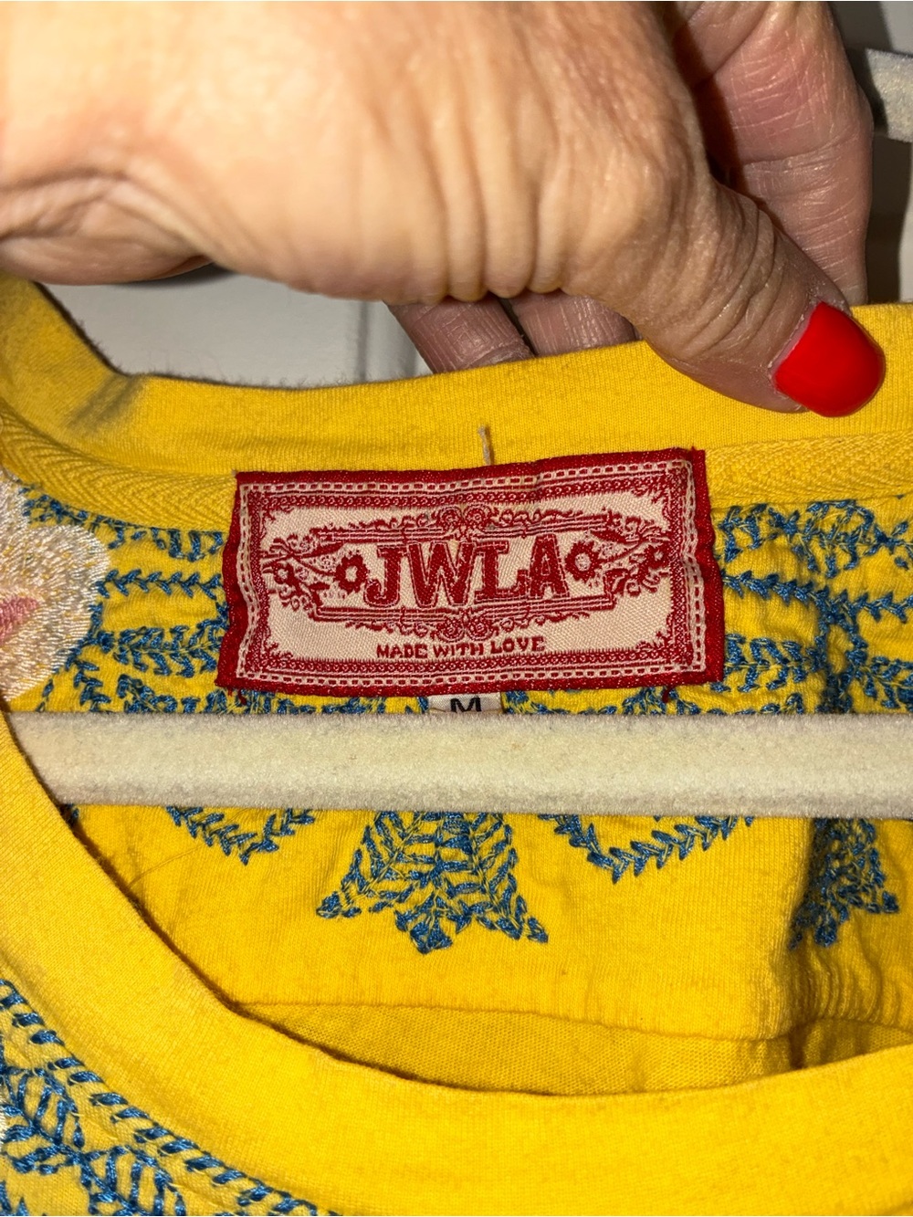 100% Cotton Johnny Was Yellow Embroidered Floral Scoop Neck Women's Top Sz M - Picture 2 of 8